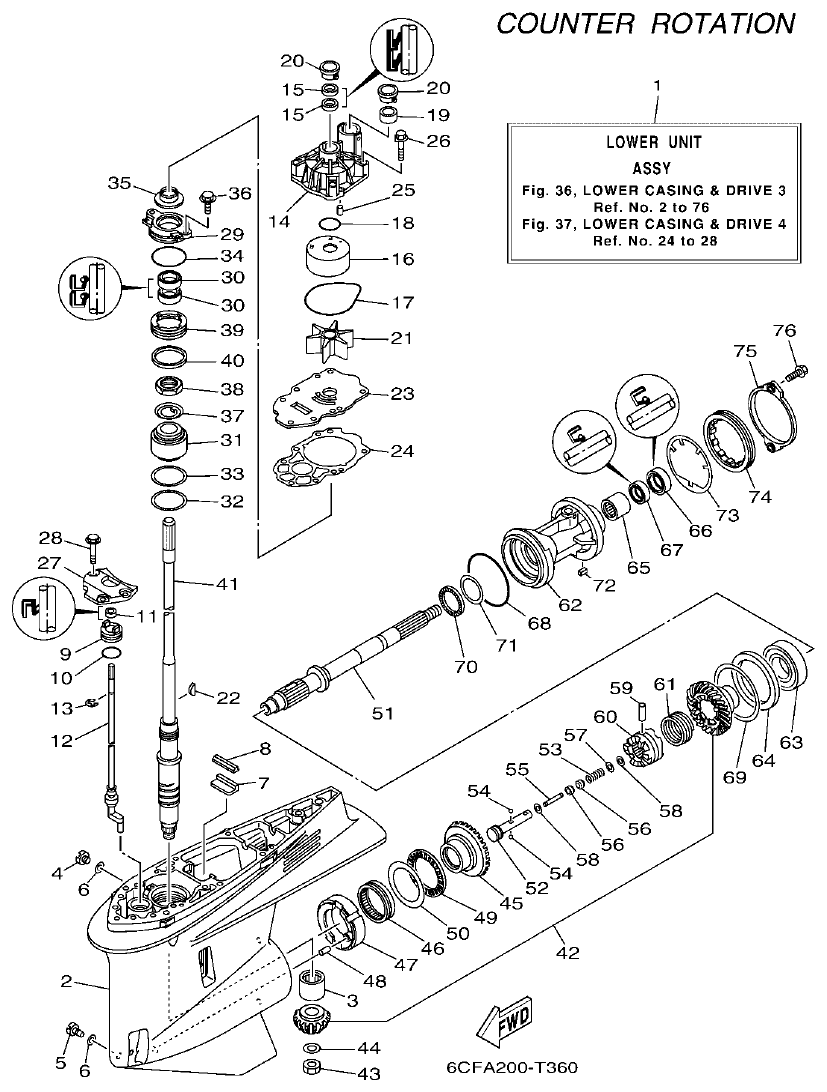 Yamaha F300BET, FL300BET, F300BET2, FL300BET2 LOWER CASING & DRIVE 3 parts diagram